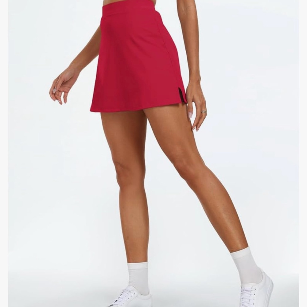 Red Mini Tennis/Active Skirt w/ shorts